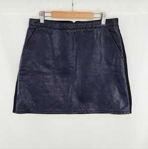 Topshop Moto dark blue snakeskin leather mini skirt